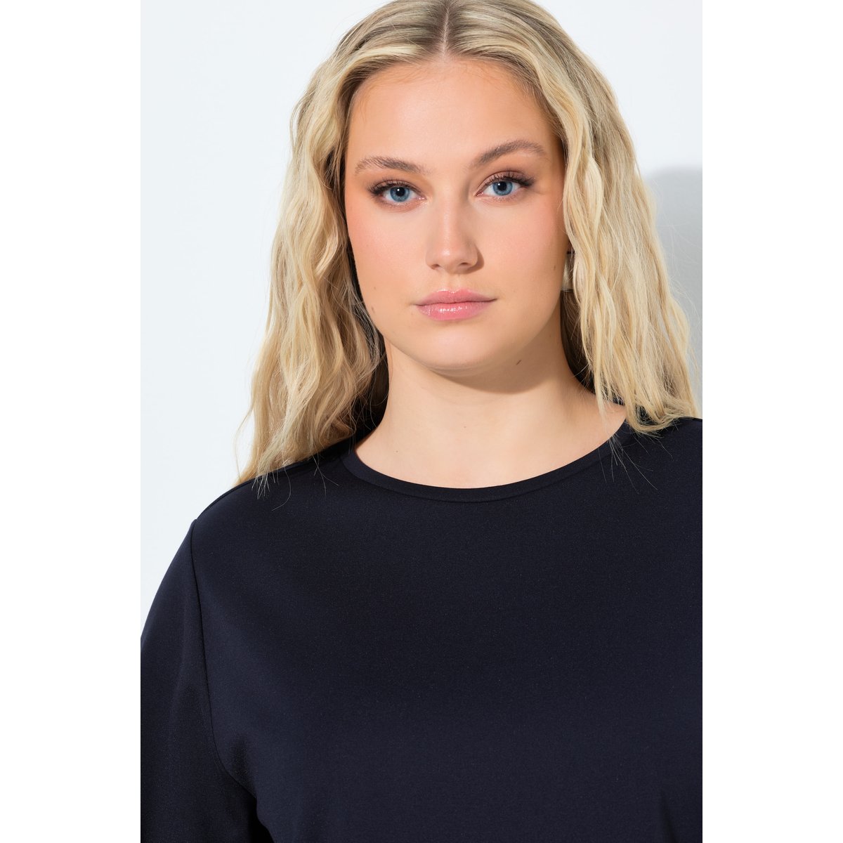 Sweat-shirt col rond et manches 3/4 marine, ULLA POPKEN