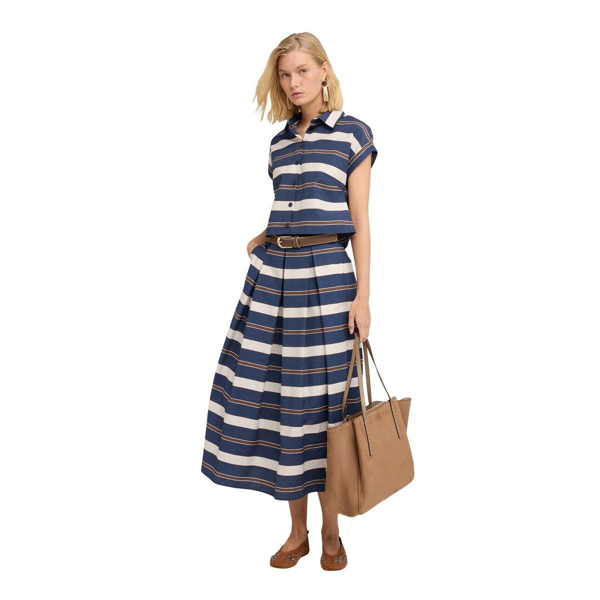Chemise boxy à rayures bleu, MOTIVI