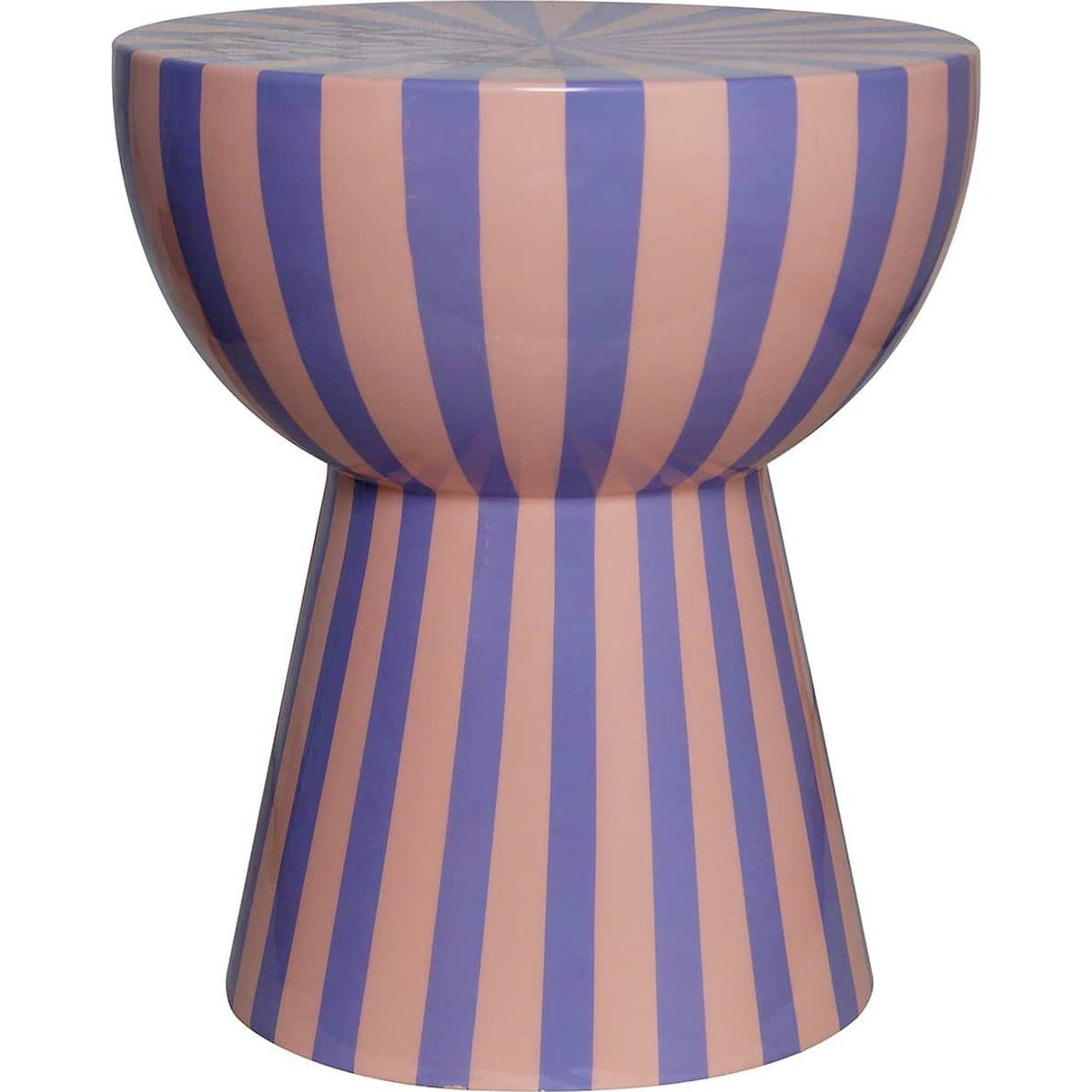 Table de chevet en céramique design moderne rose pâle avec rayures bleues, RECOLLECTION