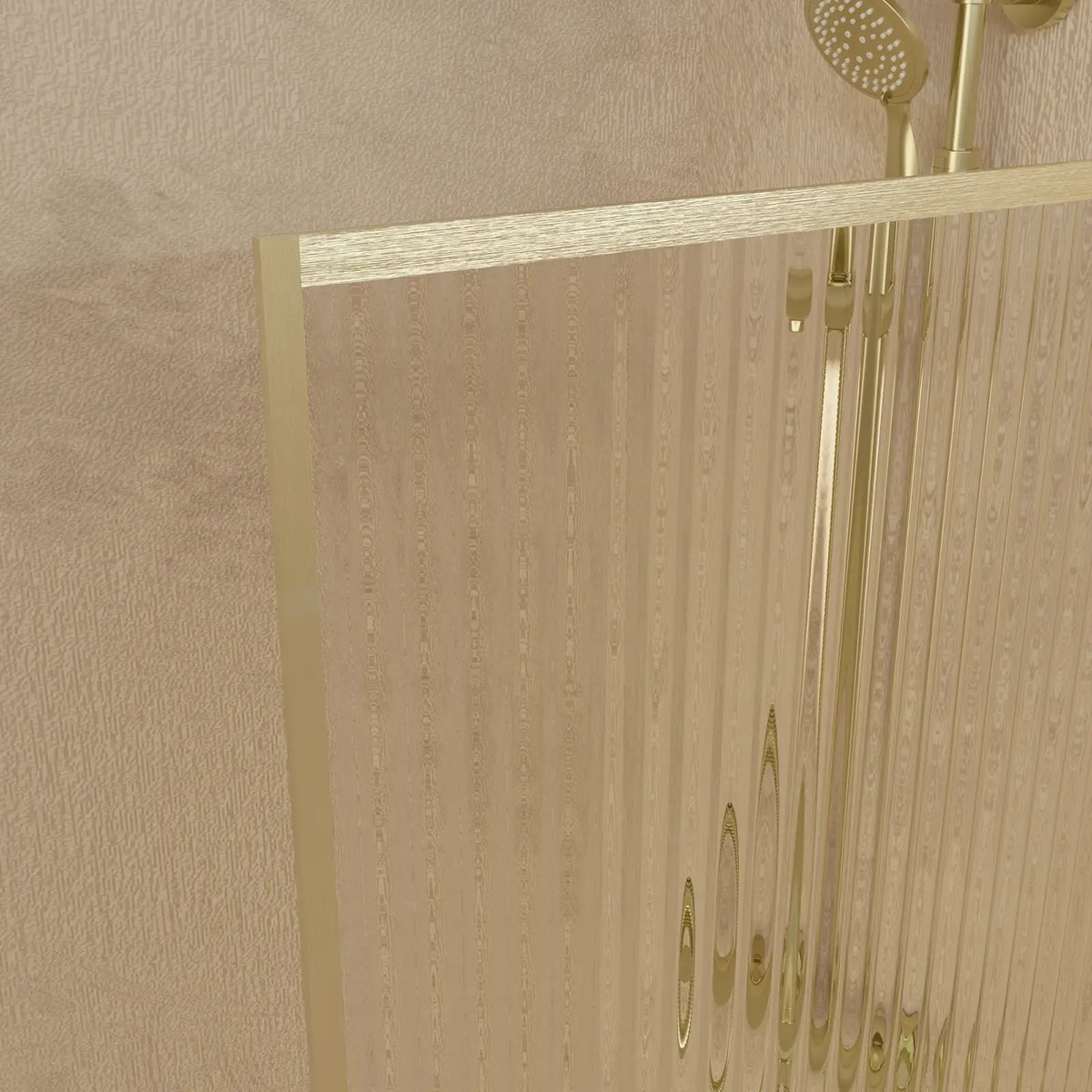 Paroi de douche en verre cannelé doré brossé doré, HOME MAISON