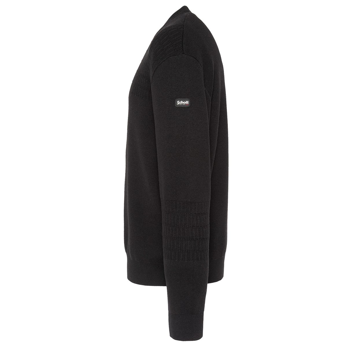 Pull col rond en maille fine noir, SCHOTT