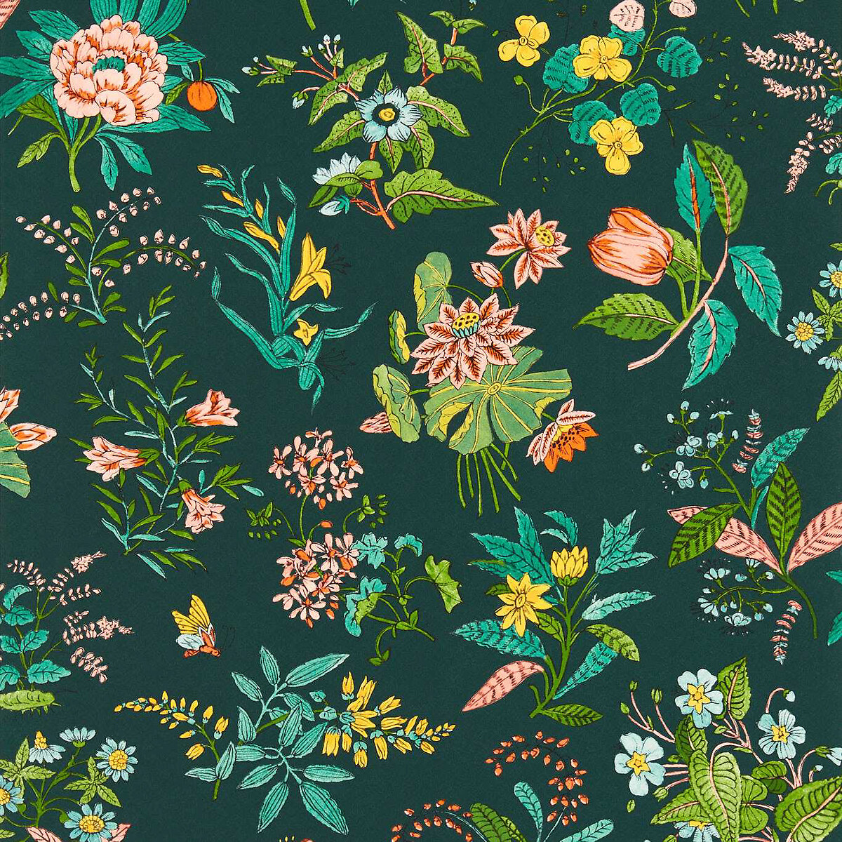Woodland Floral Jade Malachite Rose Quartz Wallpaper green, HARLEQUIN X SOPHIE ROBINSON