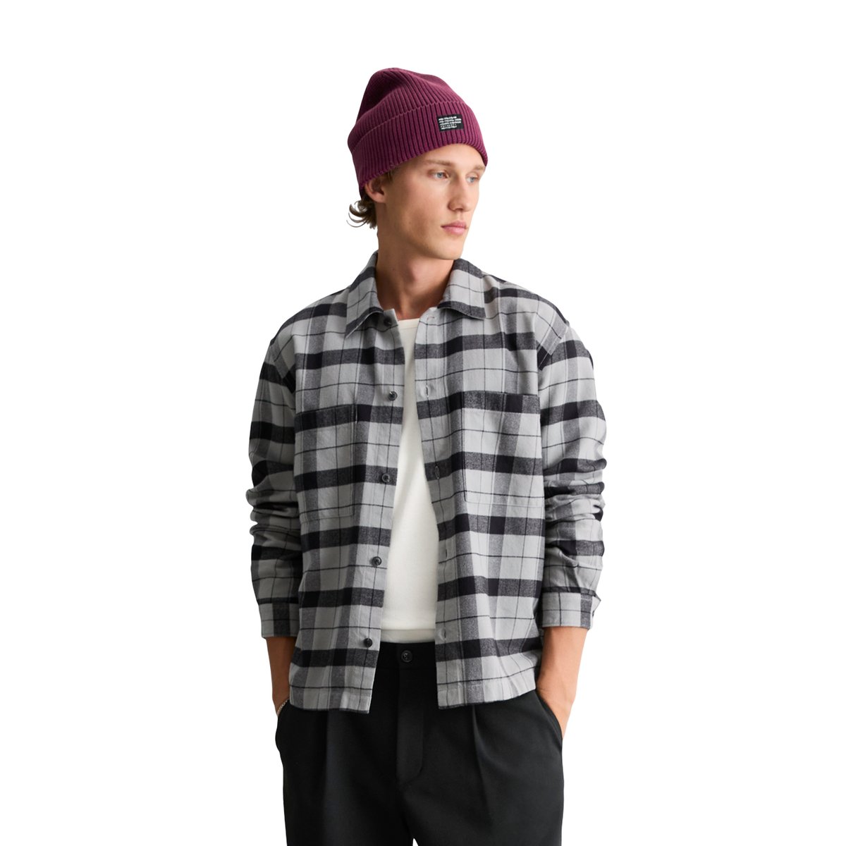 Chemise en flanelle, coupe classique en pur coton bio gris, MARC O’POLO DENIM