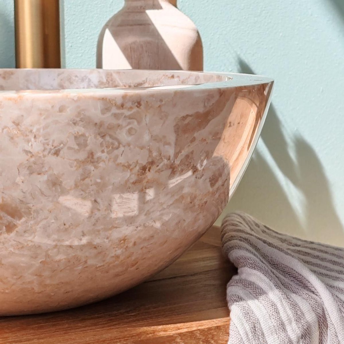 Vasque à poser en marbre ronde 30 cm BARCELONE crème, WANDA COLLECTION