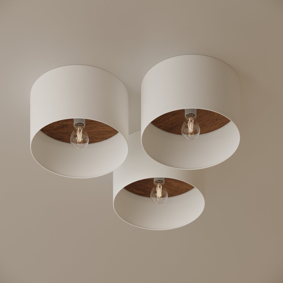 Plafonnier Tissu Blanc/Marron Foncé E27 1 Telesto blanc, EDEN