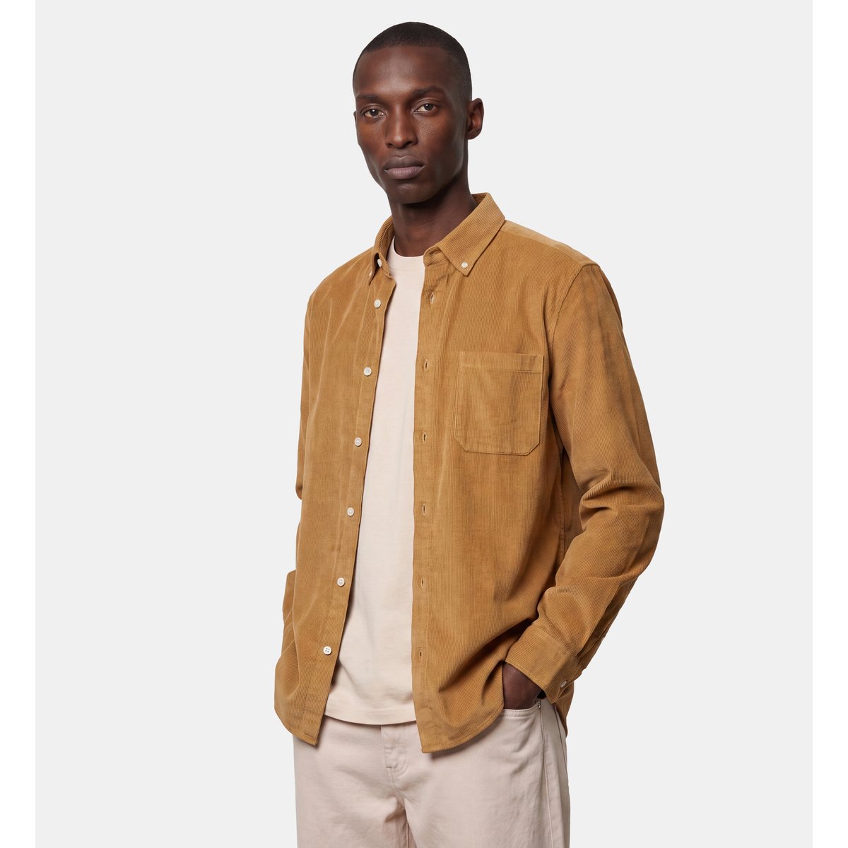 Chemise droite nircord coton jaune moutarde, GALERIES LAFAYETTE