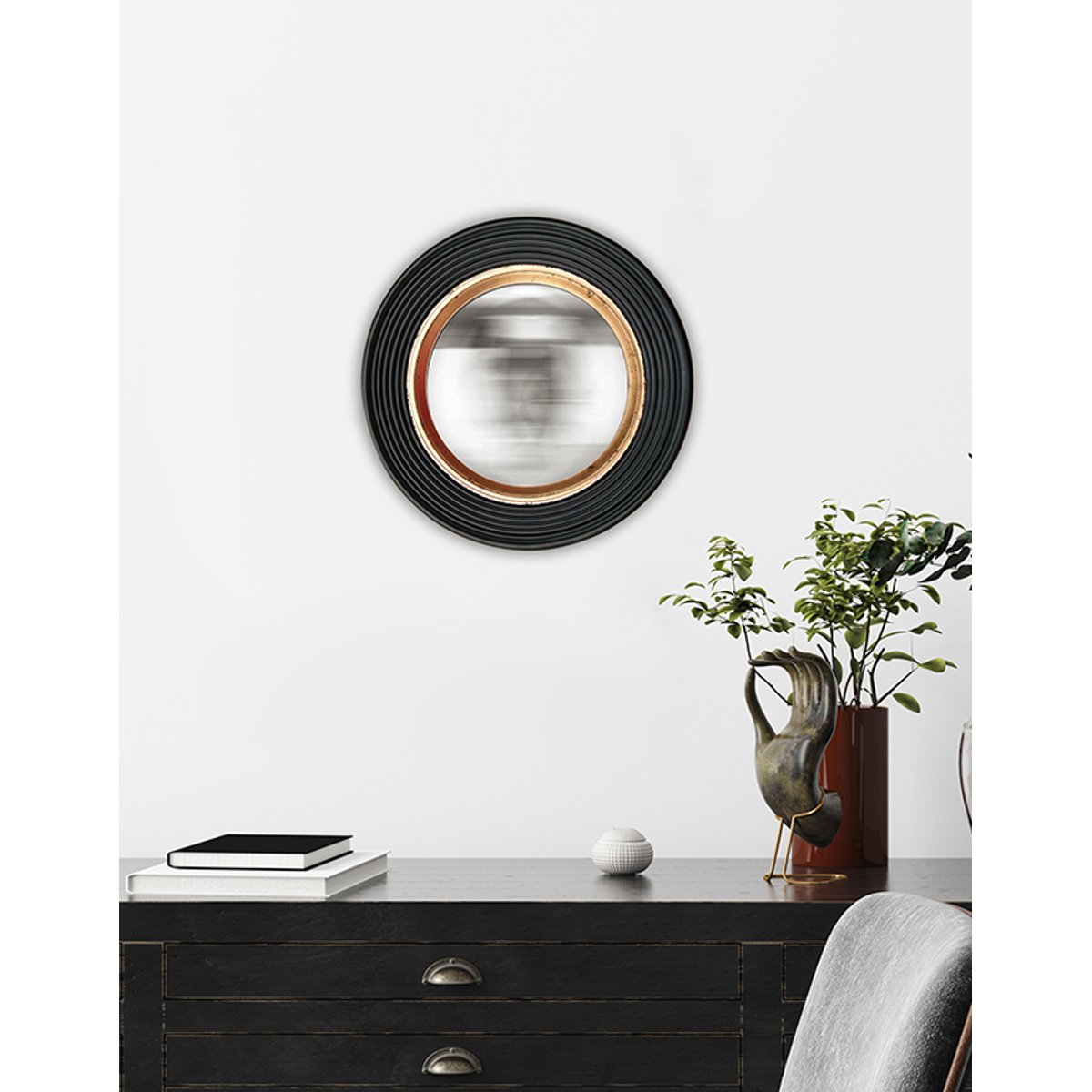 Miroir rond convexe 38,5cm noir, EMDE