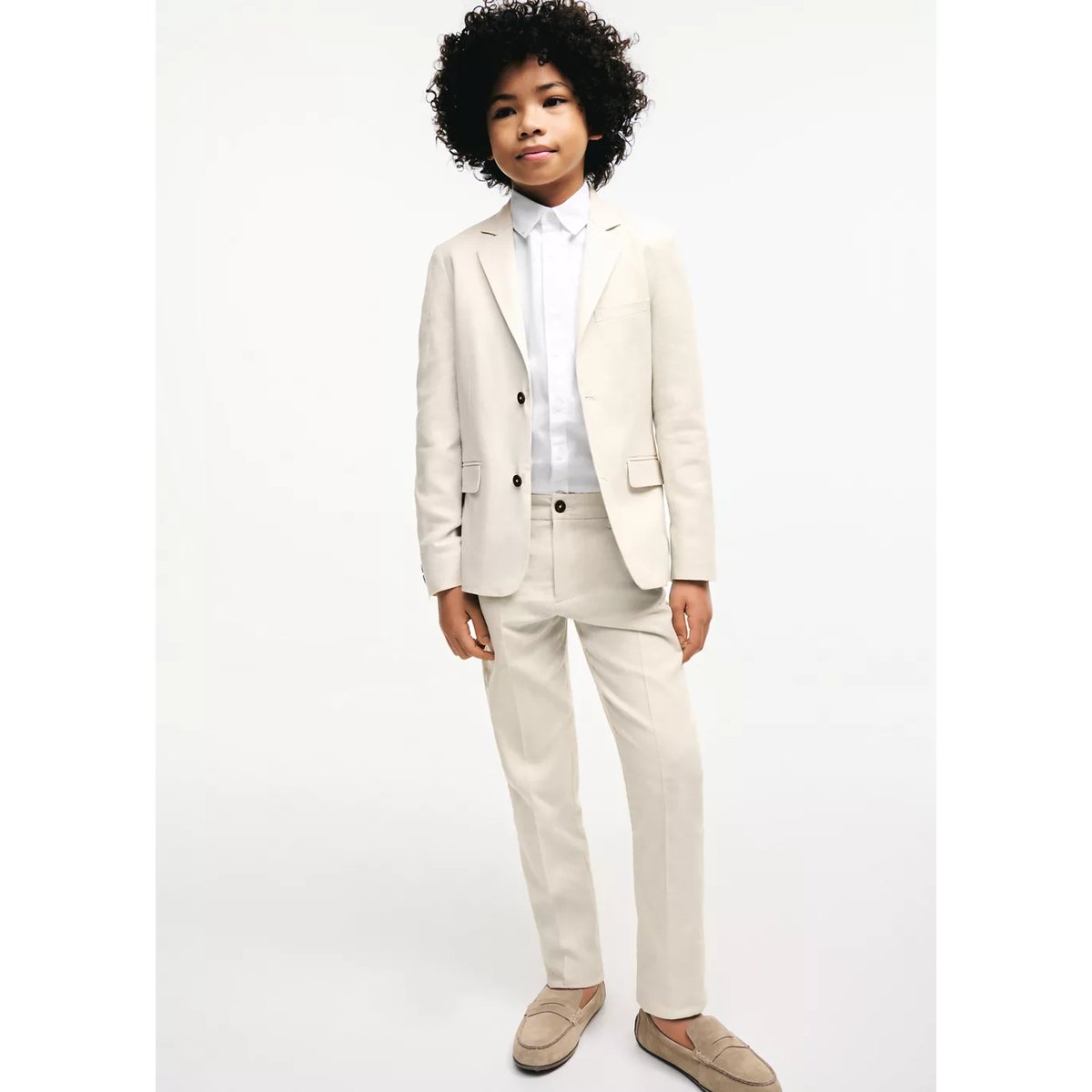 Pantalon de costume lin beige, MANGO KIDS