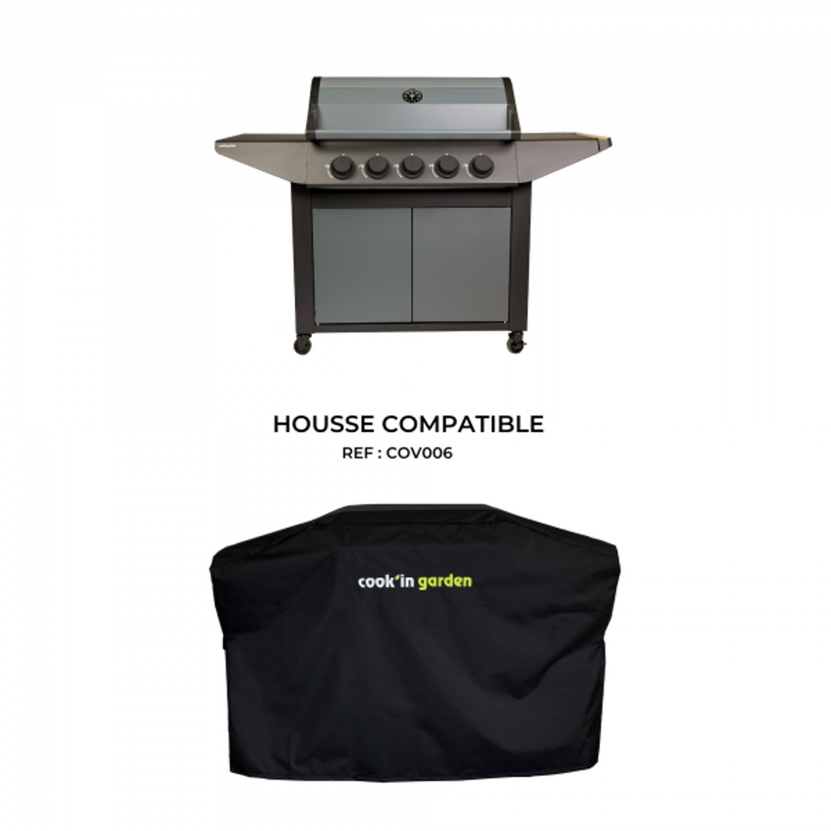 Barbecue Gaz, BURN 80 PRENIUM noir, COOK IN GARDEN