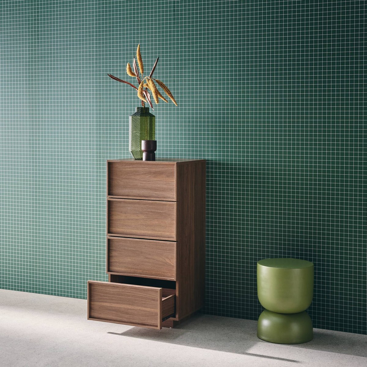 Chiffonnier 4 tiroirs décor bois  KUBA noyer, SWEEEK