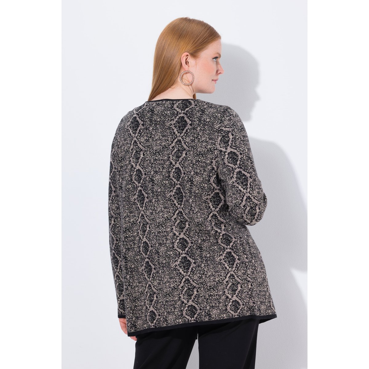Cardigan à col rond et manches longues marron pâle, ULLA POPKEN