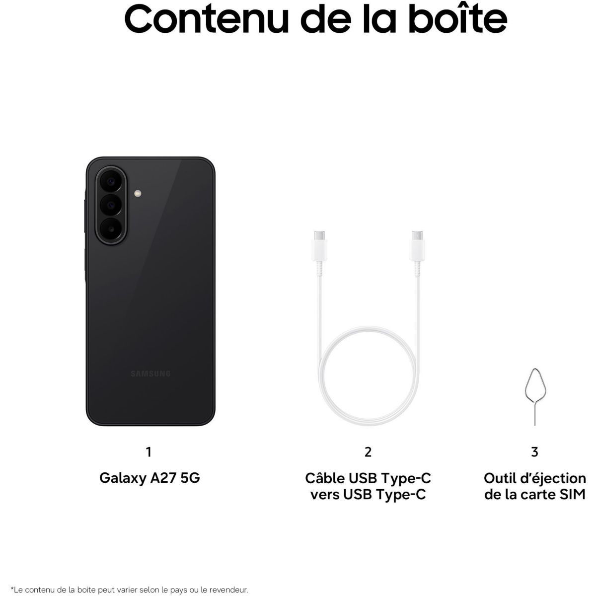 Smartphone Galaxy A27 5G Noir 128 Go couleur unique, SAMSUNG