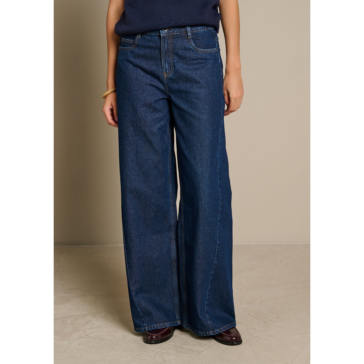 Jean large taille haute dark blue, LOLALIZA