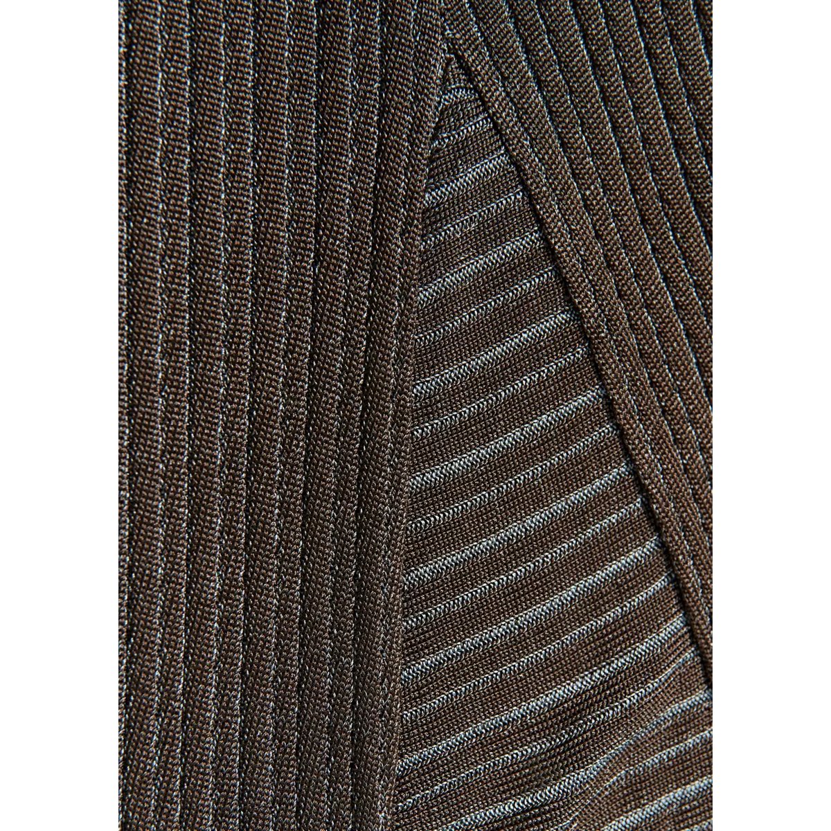 Robe en maille à rayures asymétrique café, MANGO