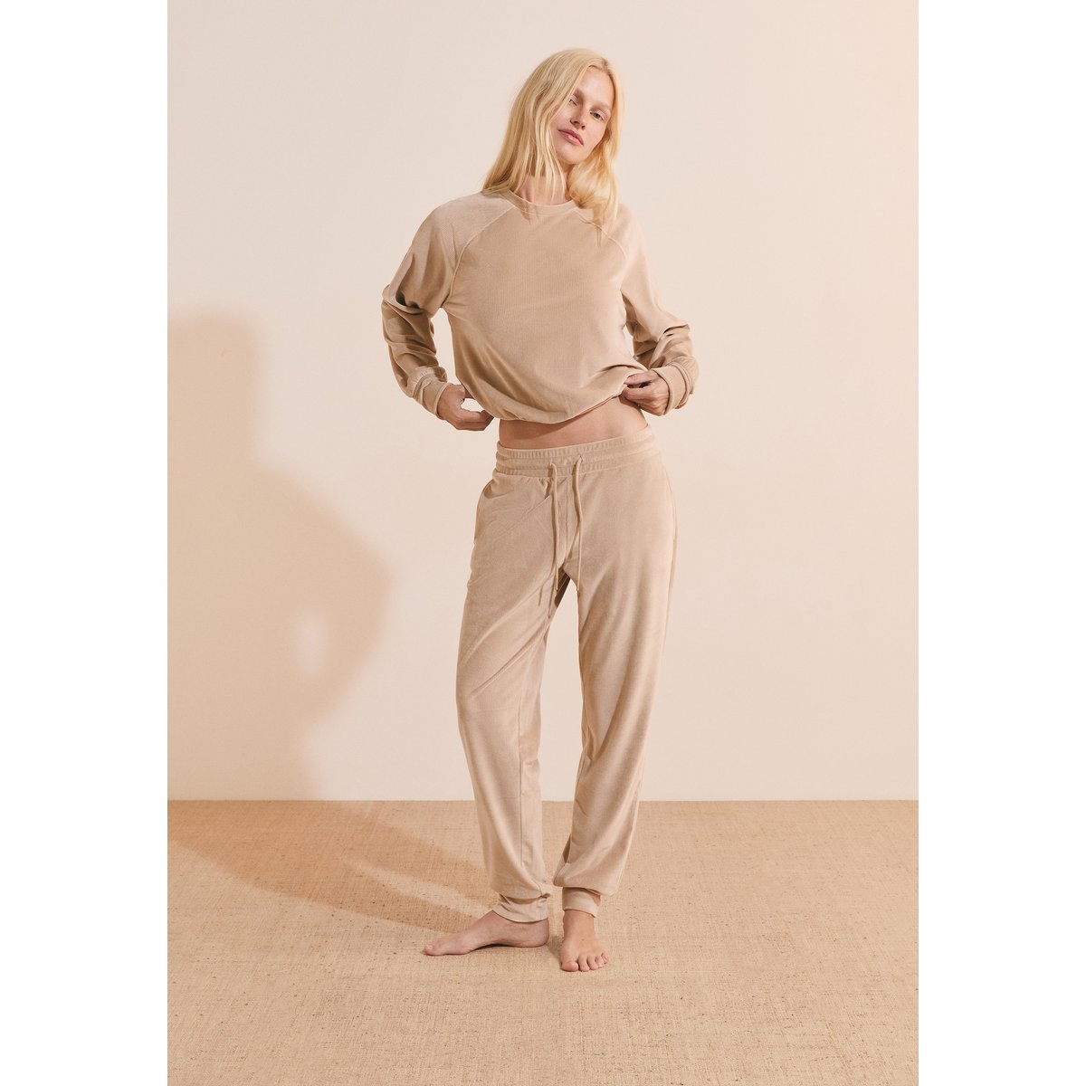 Pantalon de pyjama côtelé BAYRON beige, ETAM
