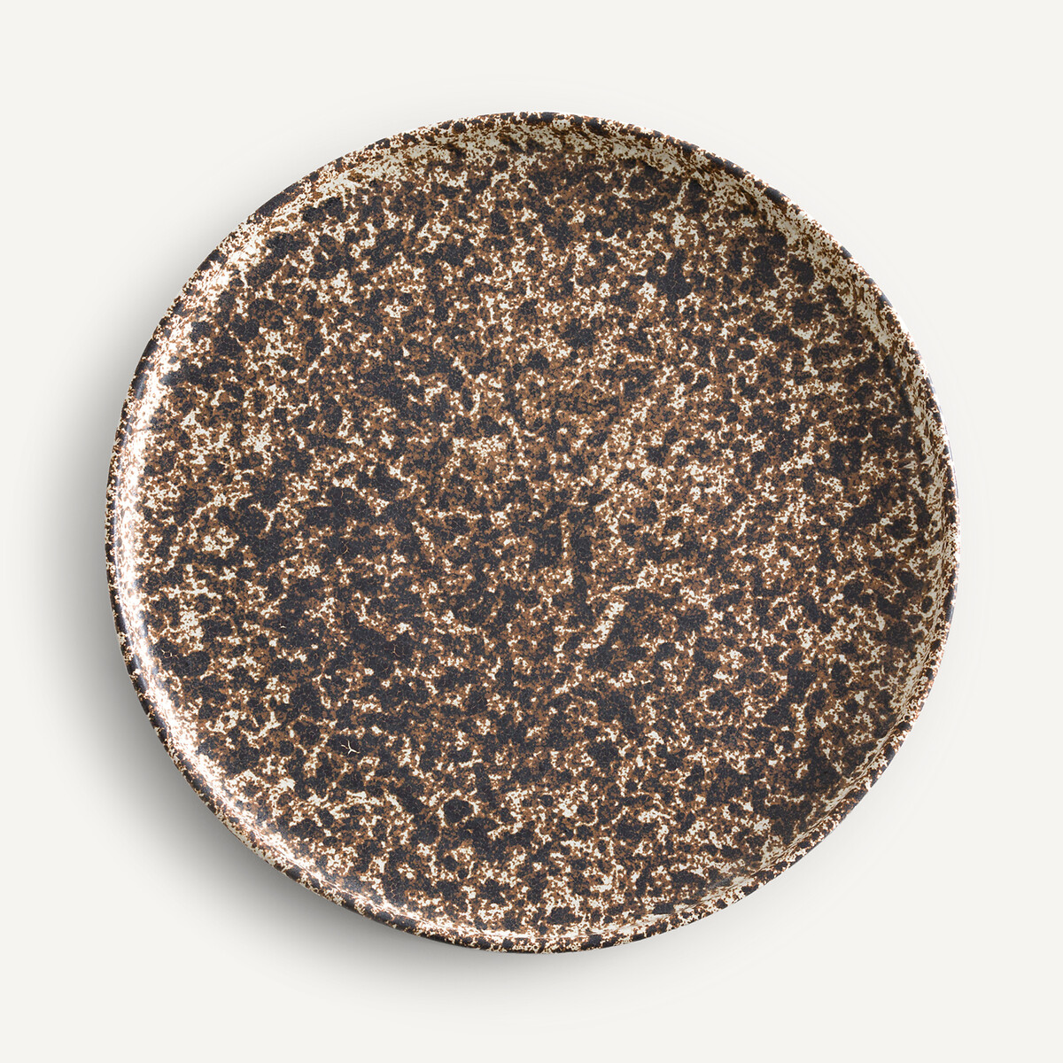 Set of 4 Rusty Stoneware Flat Plates brown/white, AM.PM