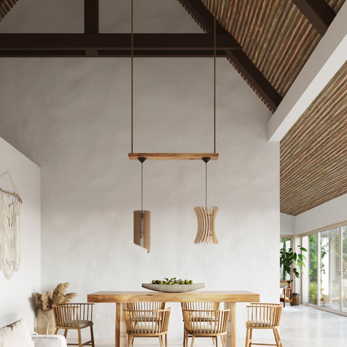 Suspension Bois Bois Naturel E27 1 Oriana marron, EDEN
