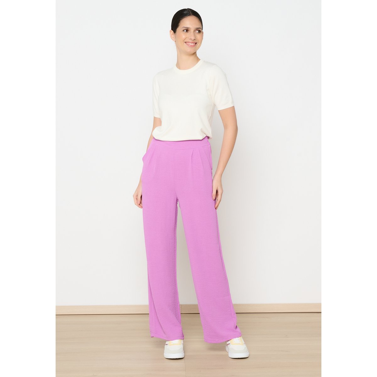 Pantalon large fluide purple blush, LOLALIZA