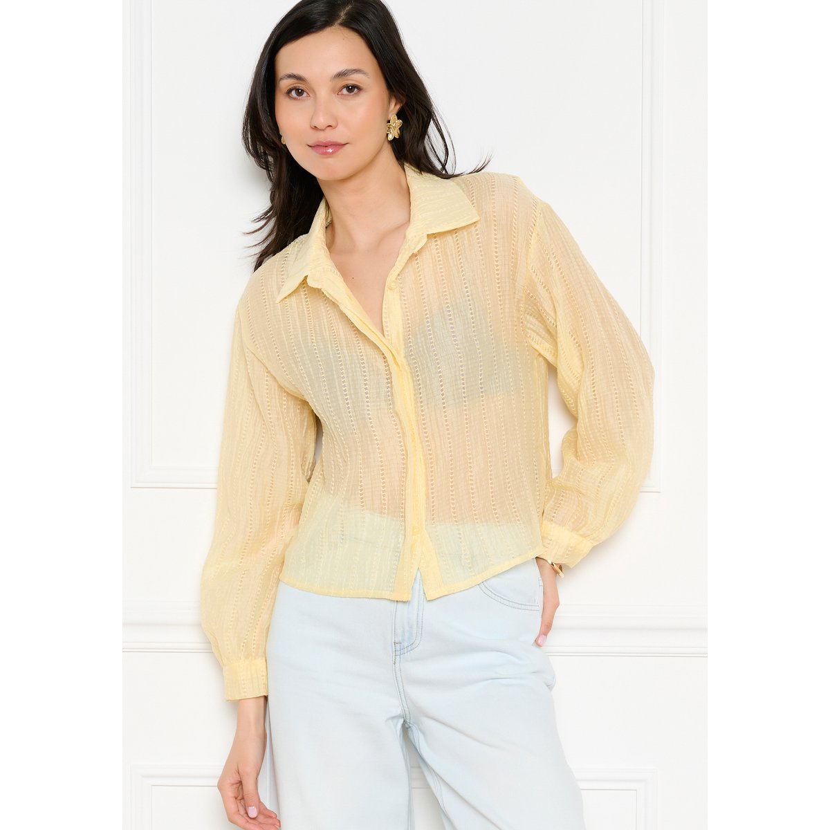 Chemise texturée légère jaune pastel, LOLALIZA