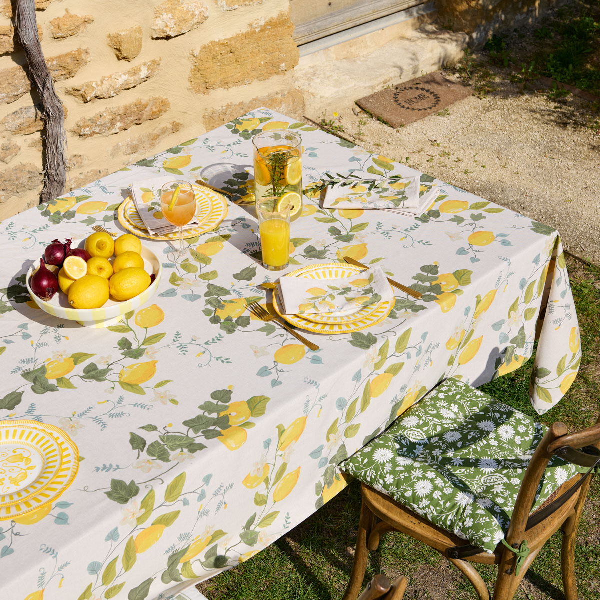 Nappe Jardin d'agrumes - Coton & Polyester blanc, TRADITION DES VOSGES