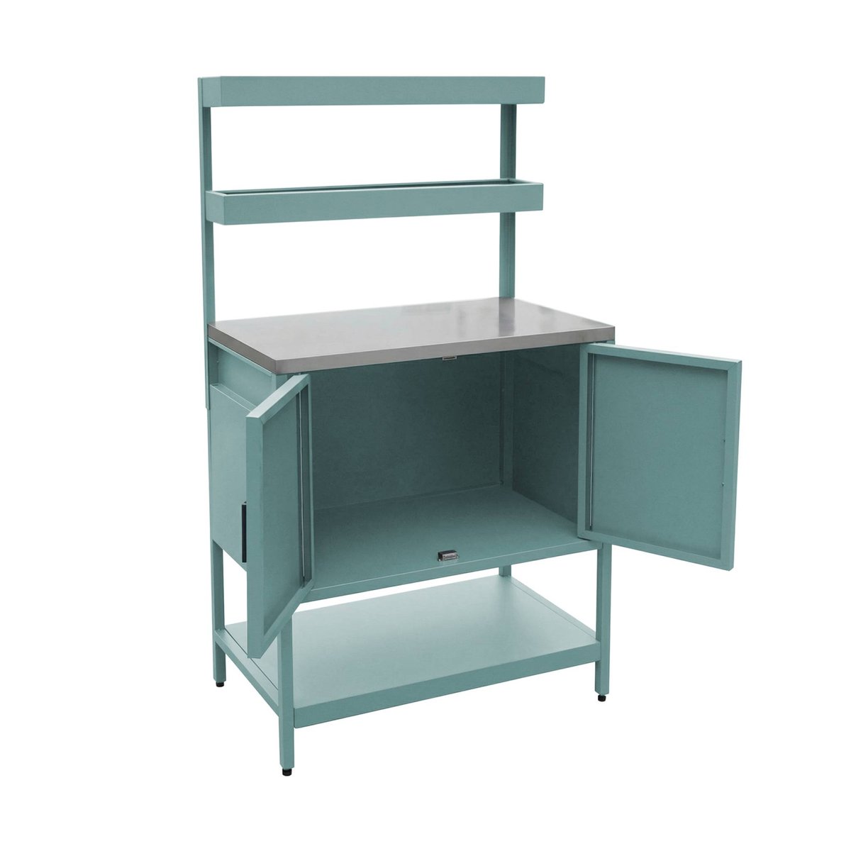 Module de cuisine extérieure acier 2 étagères suspendues 2 portes L80cm NAXOS noir, SWEEEK