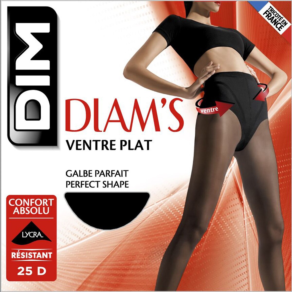 Collant Diam's effet ventre plat 25 Deniers noir, DIM