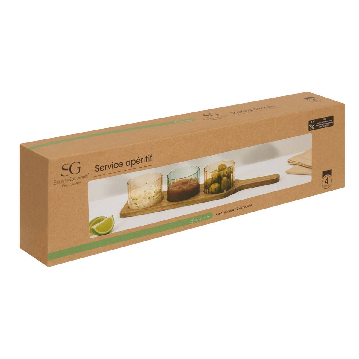 Service apéritif 4 pièces en verre borosilicate HOMY rose, ATMOSPHERA