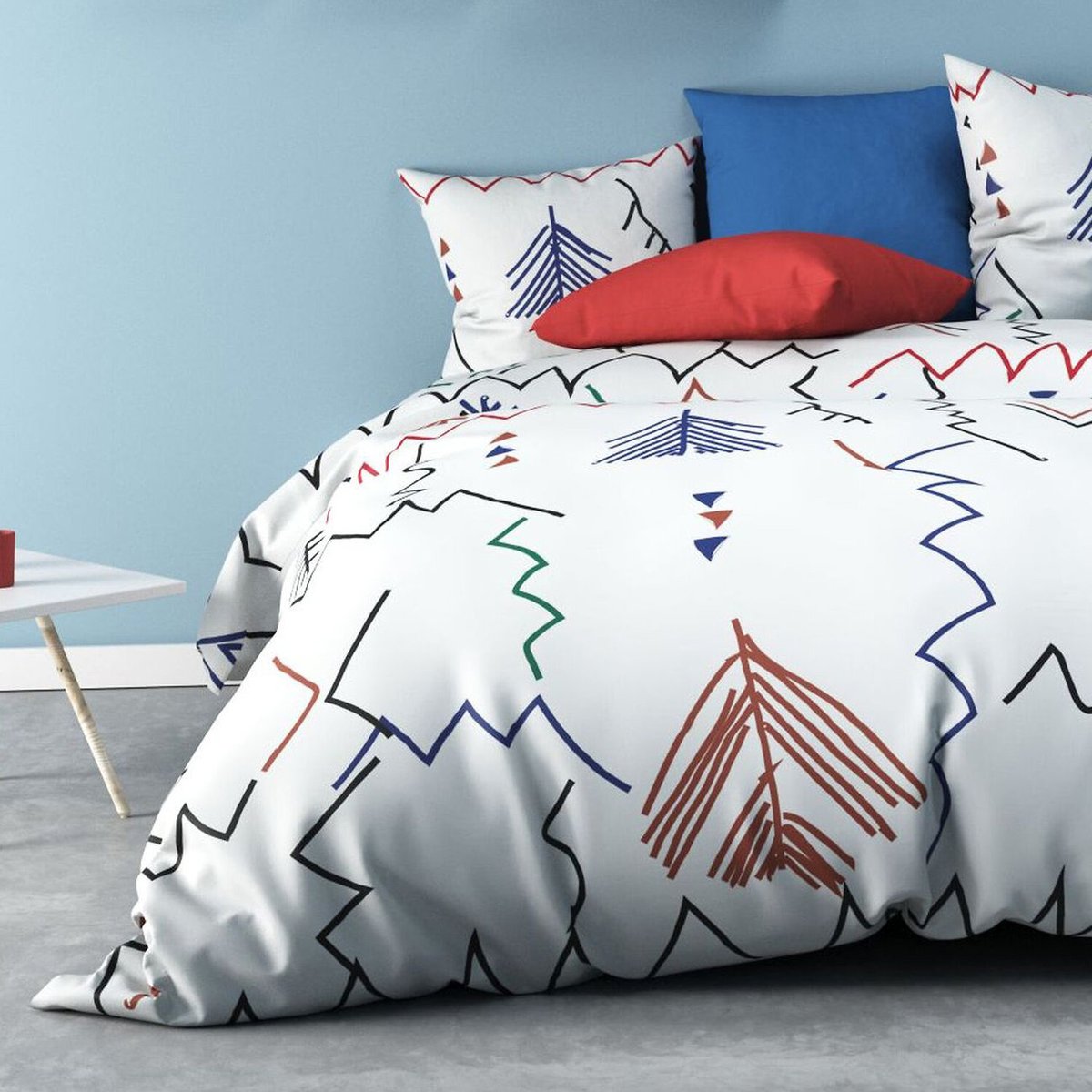 Parure housse de couette en coton, RYAD multicolore, C DESIGN HOME TEXTILE