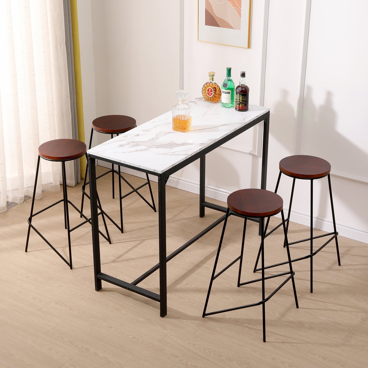 Lot de 4 tabourets de bar en frêne, OXFORD marron, NORDLYS