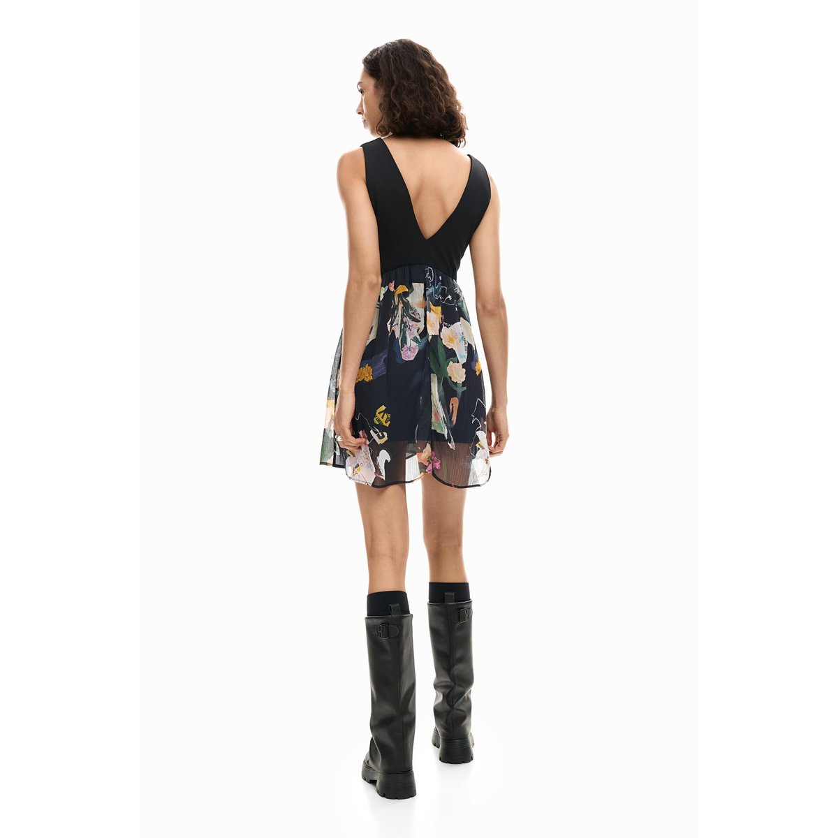 Robe bimatière collage noir, DESIGUAL