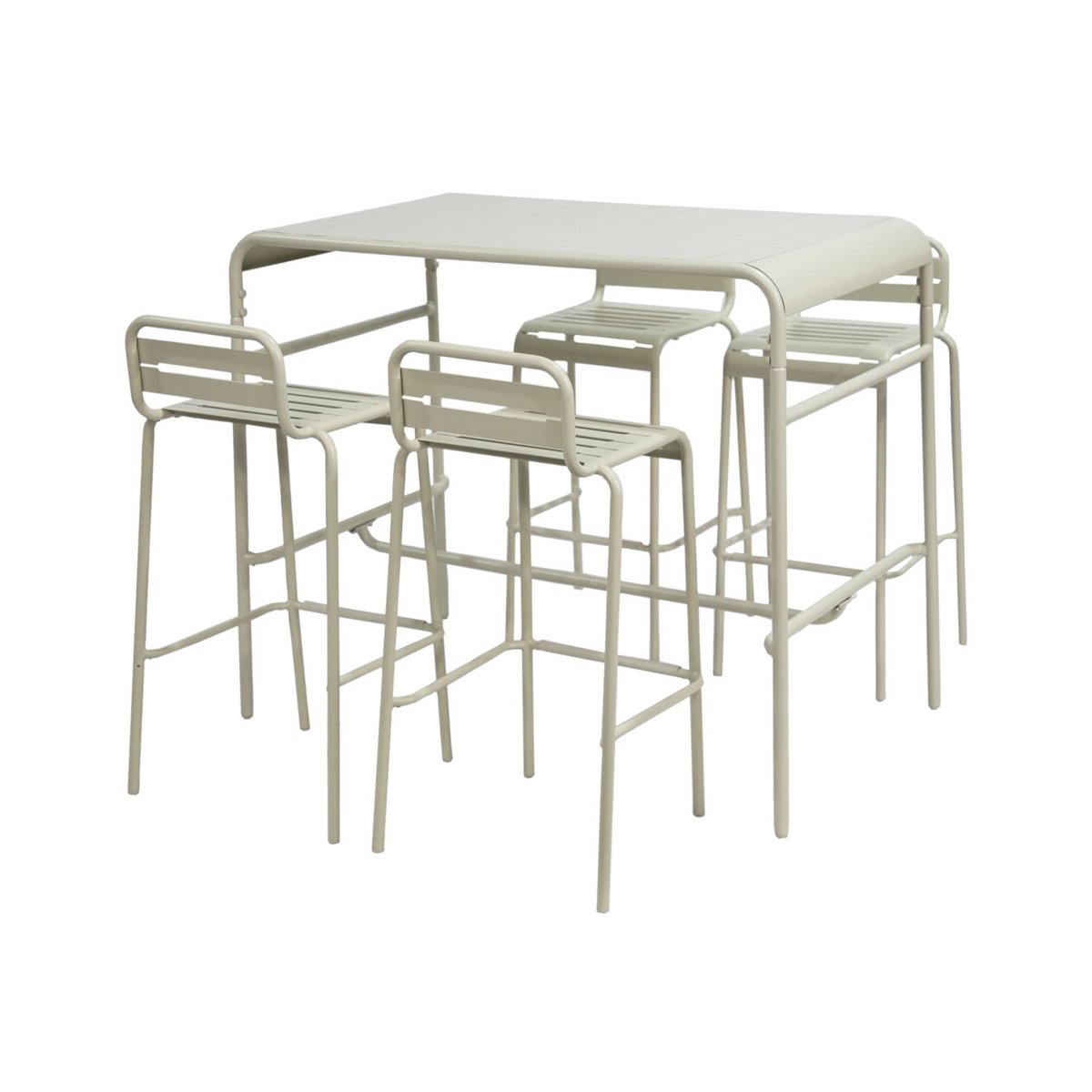 Table haute de jardin acier + 4 assises AMÉLIA beige, SWEEEK