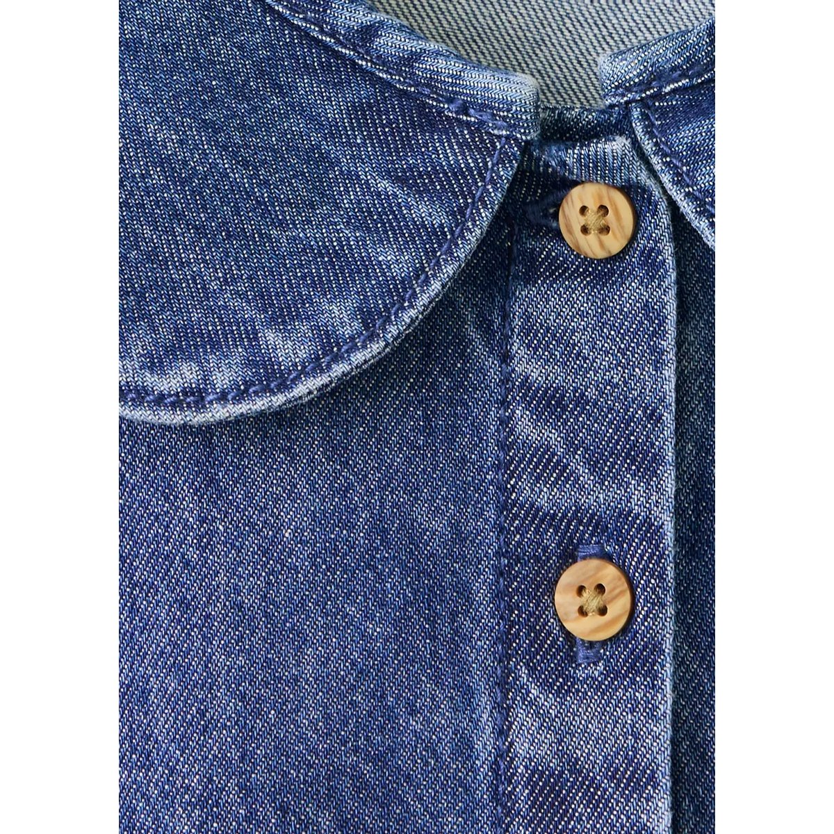 Blouse denim broderies bleu moyen, MANGO BABY