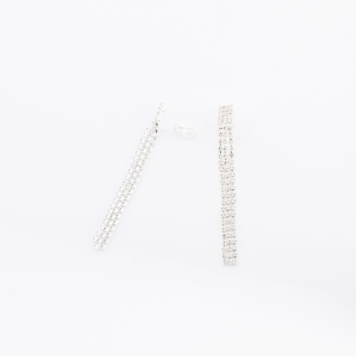 Boucles d'oreilles clips - pendantes strassées argentées argenté, BALABOOSTE