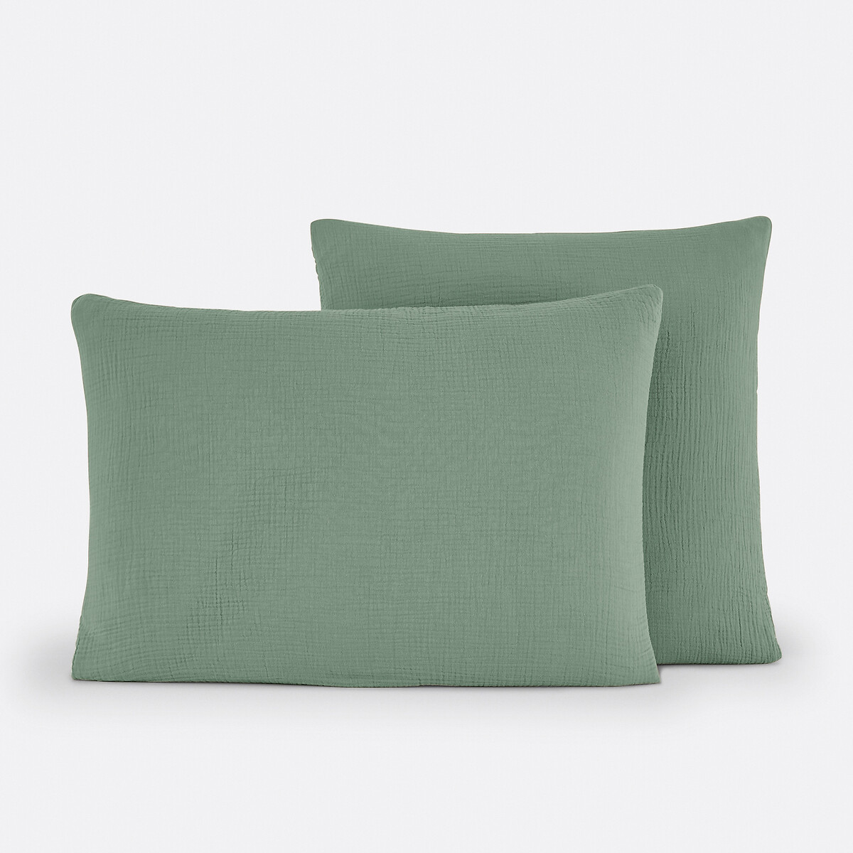 Federa per cuscino, cotone garzato/cotone lavato, Kumco eucalyptus, LA REDOUTE INTERIEURS