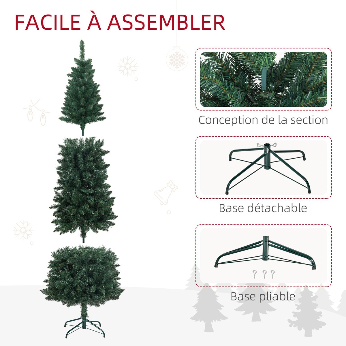 Sapin de Noël Plastique Vert vert, HOMCOM