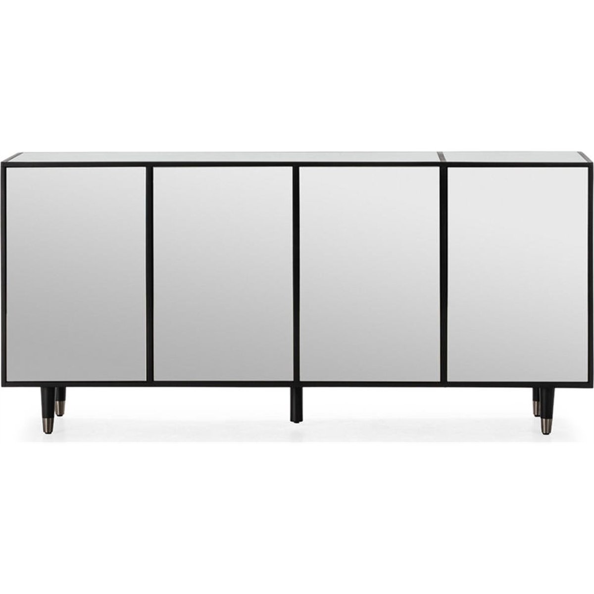 Buffet contemporain à façades miroir noir et miroir, RECOLLECTION