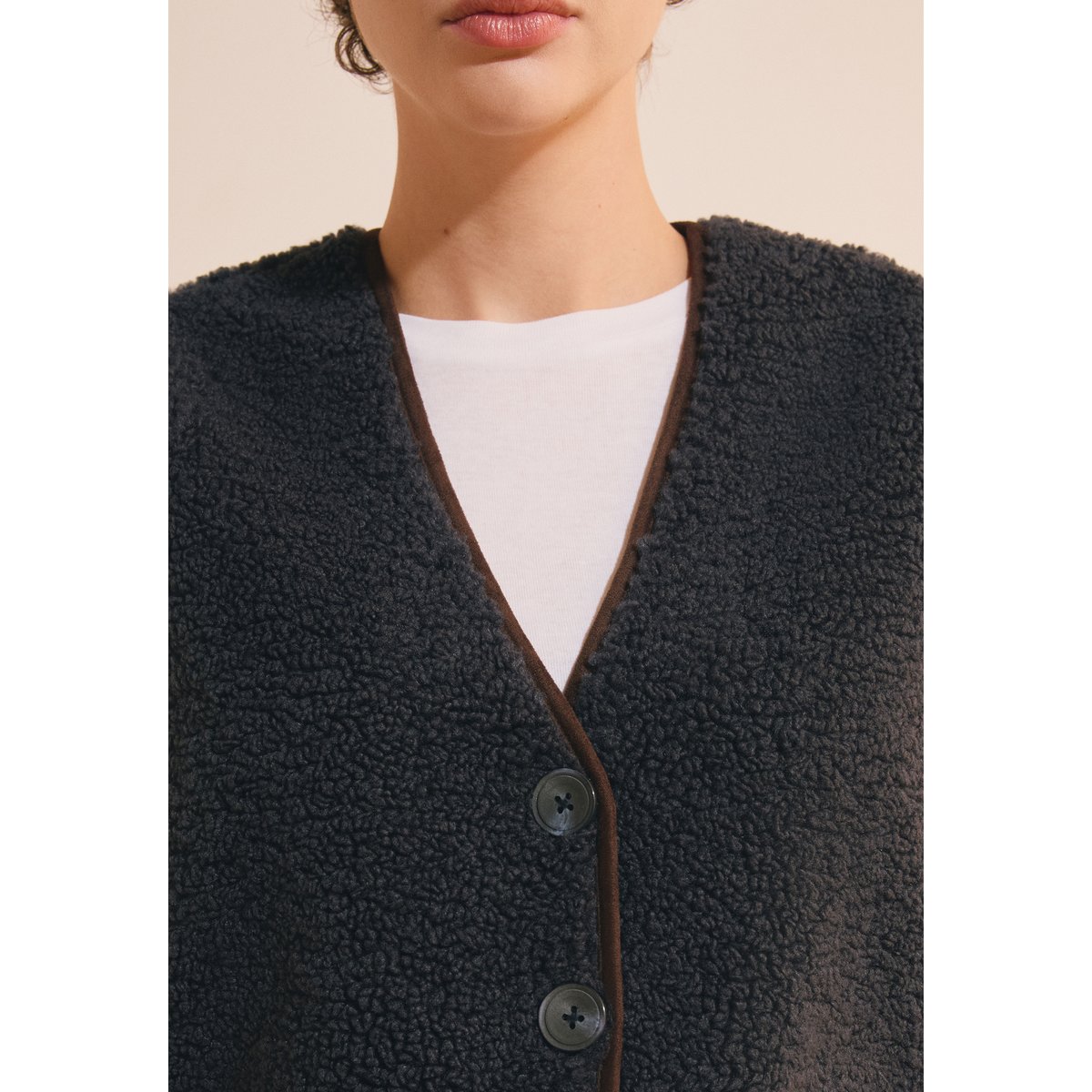 Veste sans manches effet sherpa JEANNY encre, ETAM