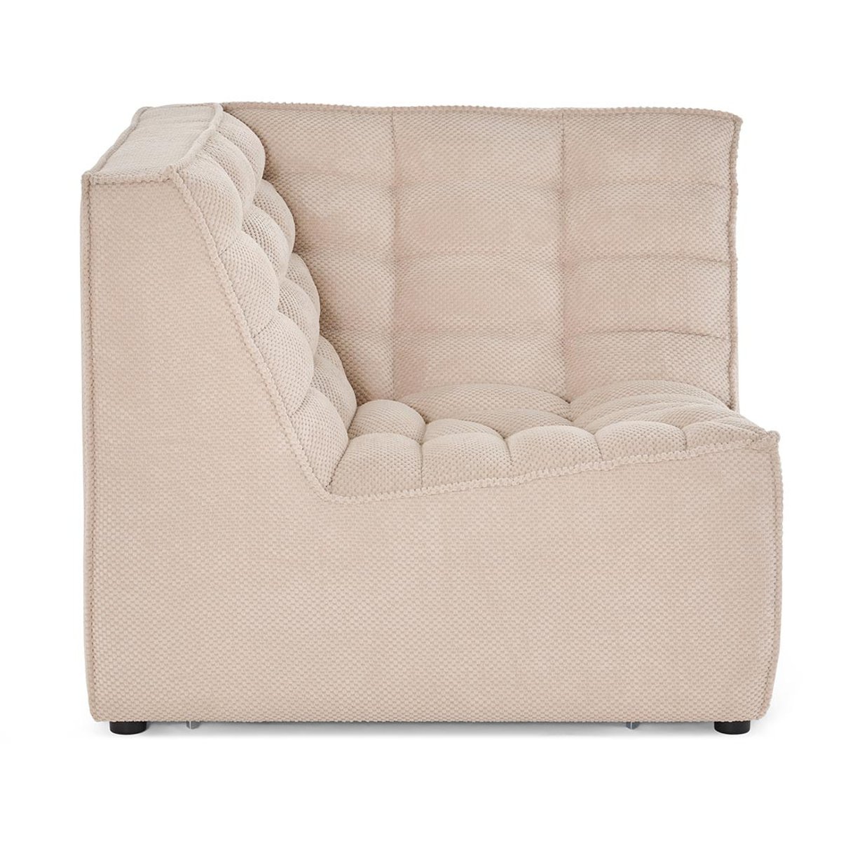 Module d'angle 1 place en velours texturé, ELLIE beige, BEST MOBILIER