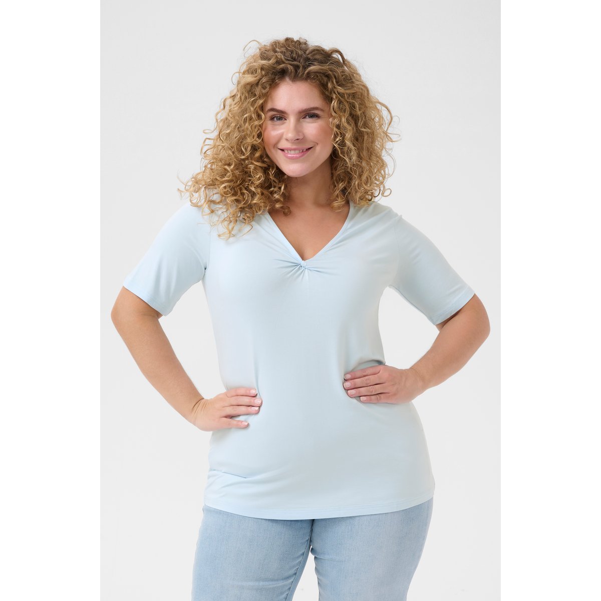 T-shirt bleu nantucket breeze, KAFFE CURVE