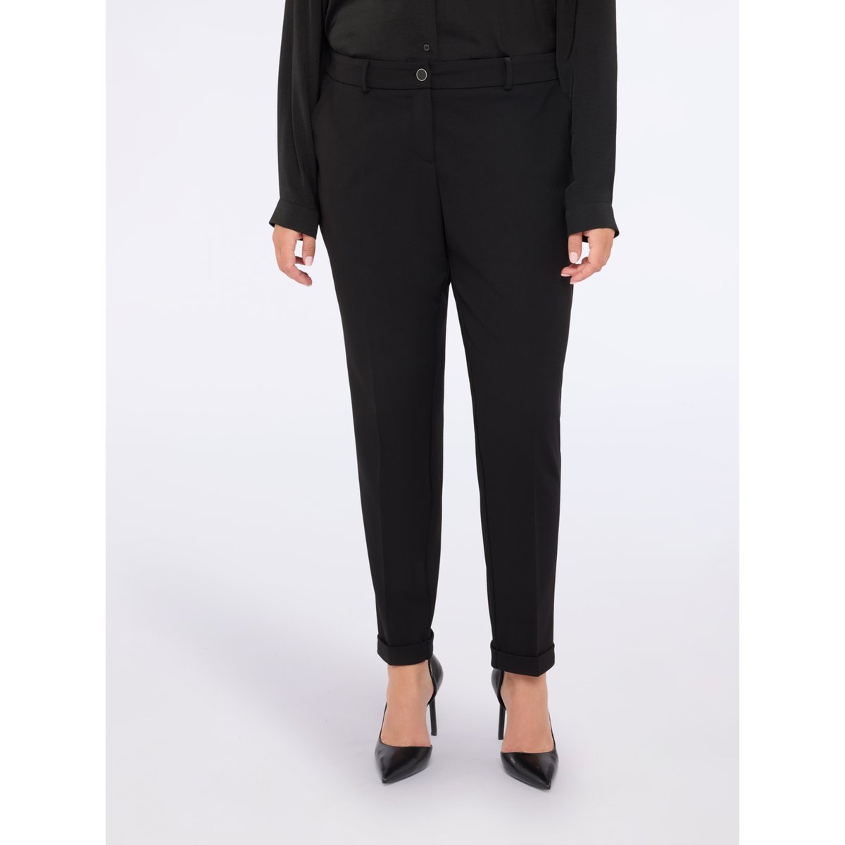 Pantalon New York en tissu stretch noir, FIORELLA RUBINO