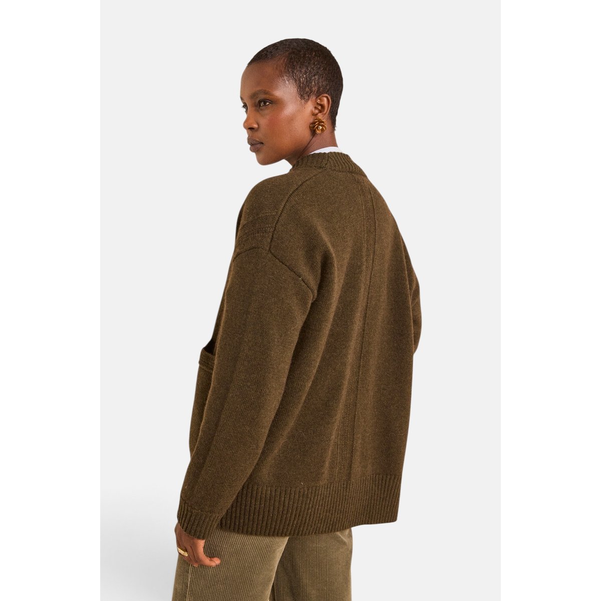 Gilet kaki à manches longues en laine et yack mélangés AYRTON kaki, Maison 123