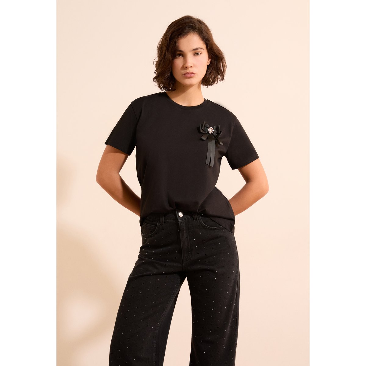 T-shirt manches courtes en coton AVANA encre, ETAM
