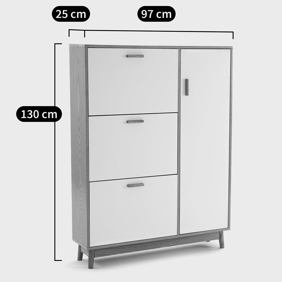Scarpiera Sheldon, 3 battenti, 1 anta bianco/legno, SO'HOME