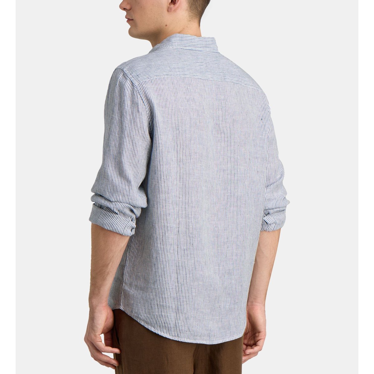 Chemise droite rayée pilinstri en lin européen™ blanc et bleu, GALERIES LAFAYETTE