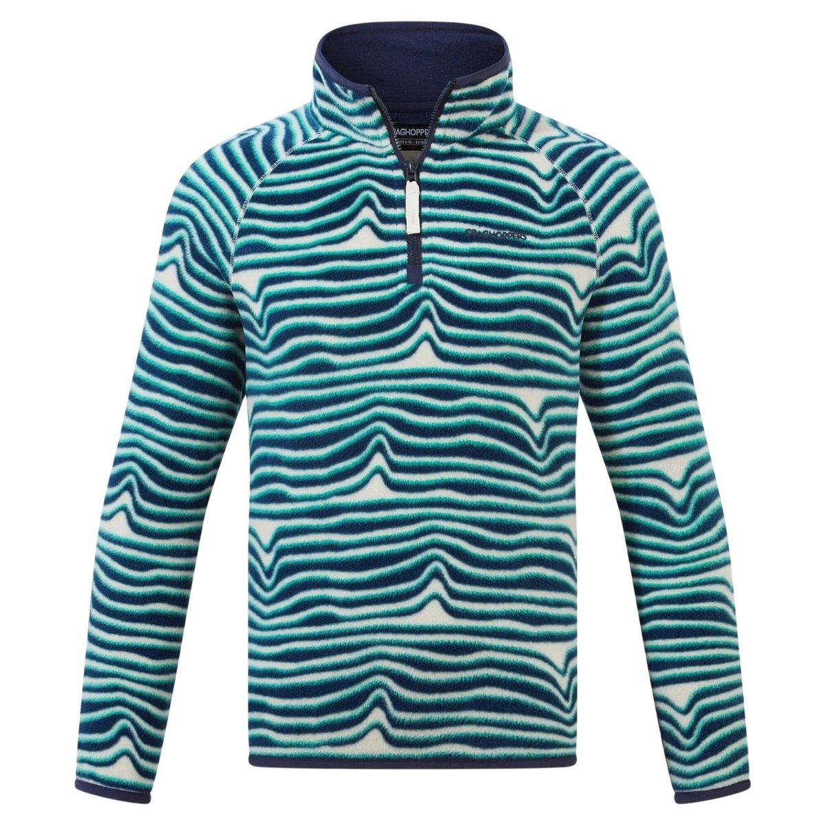 Sweat à col montant zippé motif/style ondulé KAI bleu mer foncé ondulé, CRAGHOPPERS