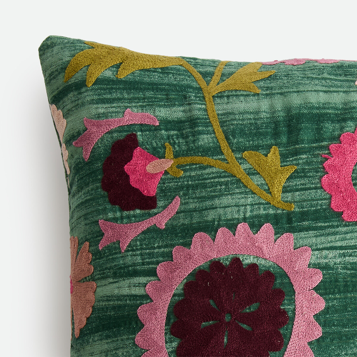 Housse de coussin brodée 50 x 50 cm, en panne de velours, IZILD multicolore, LA REDOUTE INTERIEURS
