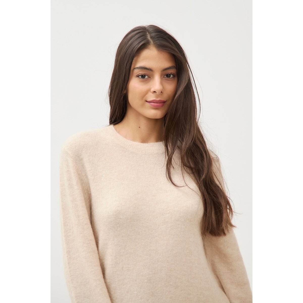 Robe droite courte manches longues creme, BONOBO