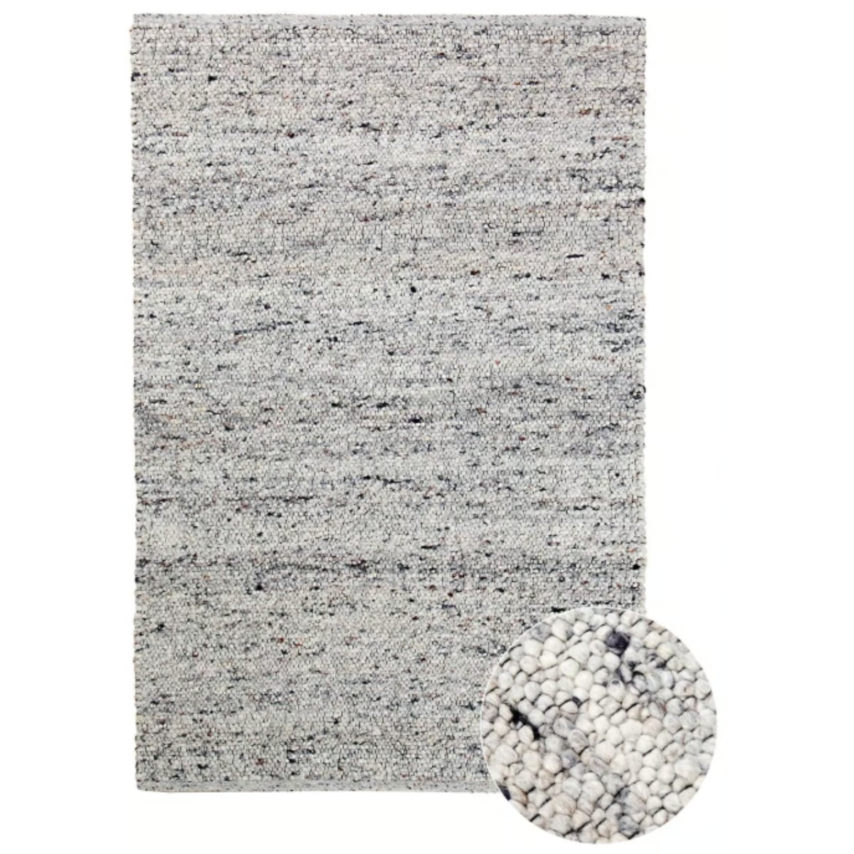 Tapis de salon fait main en laine SHEPERD argent, NOVATREND
