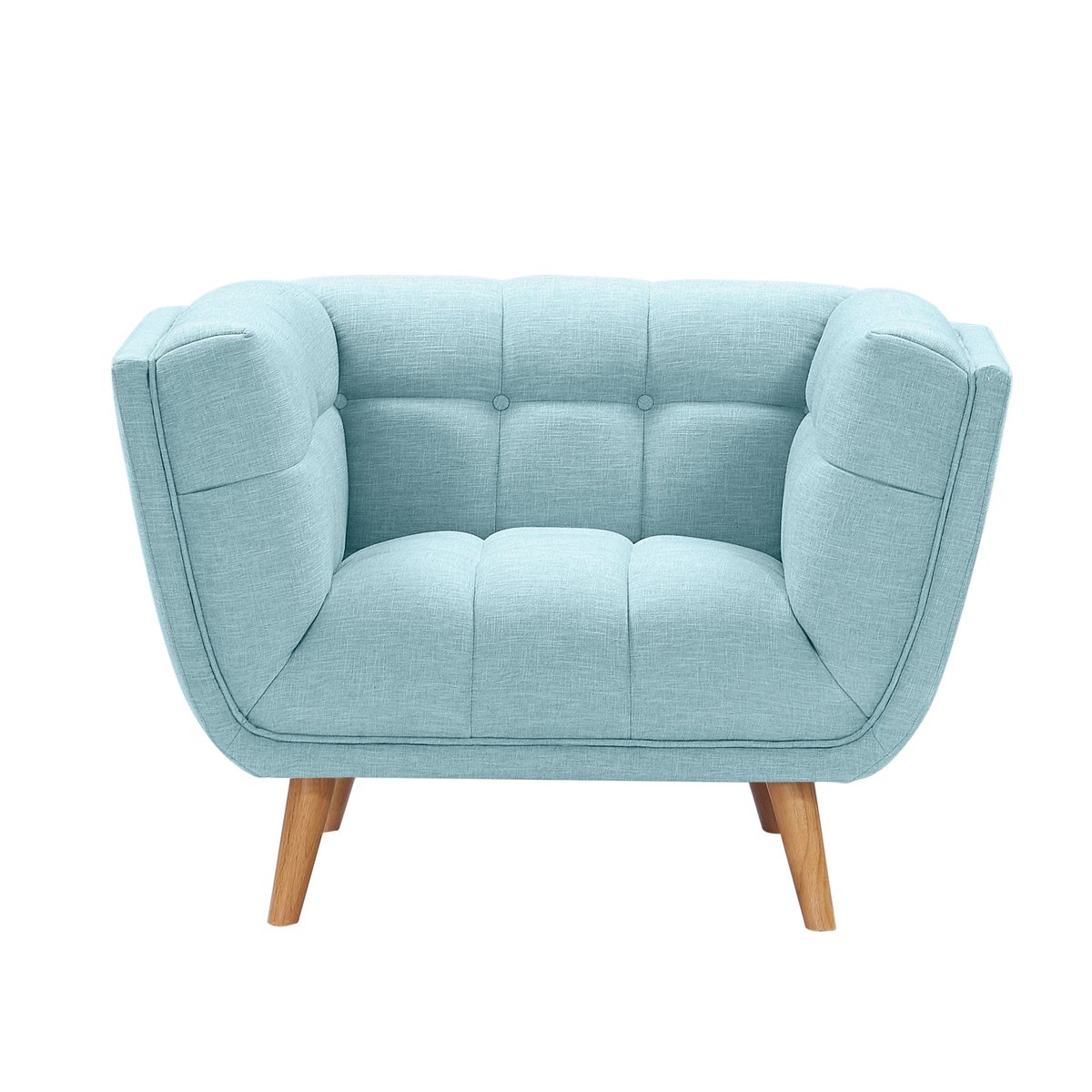 Fauteuil capitonné en tissu - CARMEN bleu clair, MAISON PAVANE
