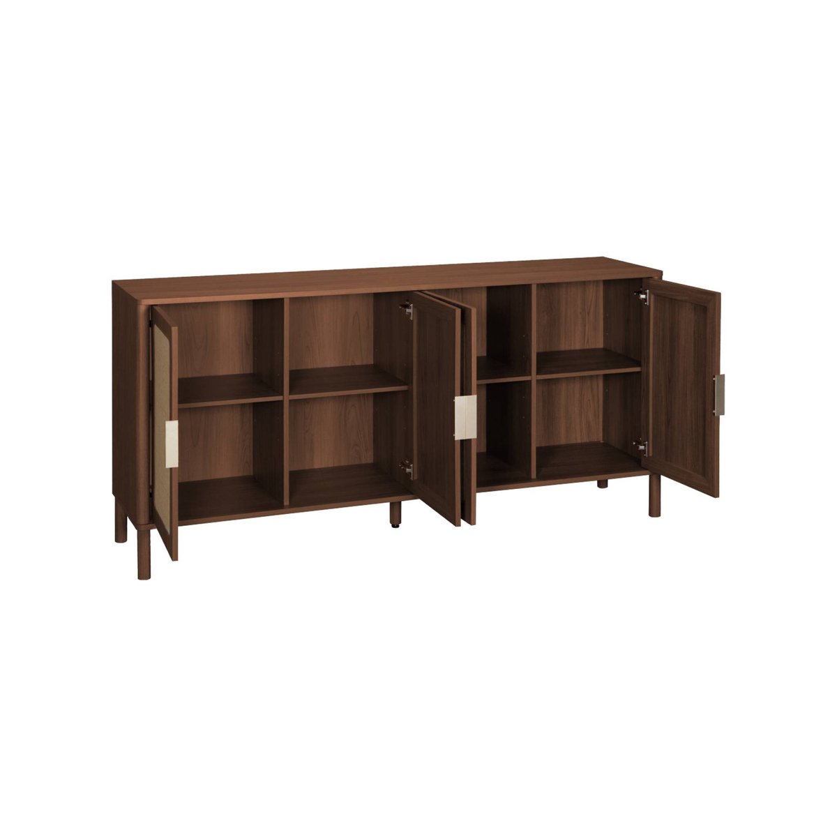 Buffet vintage décor bois et cannage 4 portes 160cm ETTA noyer, SWEEEK
